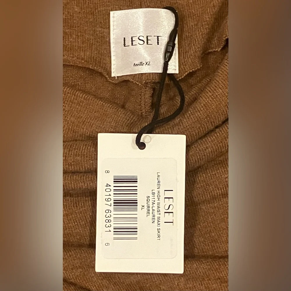 NWT Shopbop LESET Lauren High Waist Knit Maxi Skirt XL “Squirrel” Brown So Soft! - Picture 6 of 15